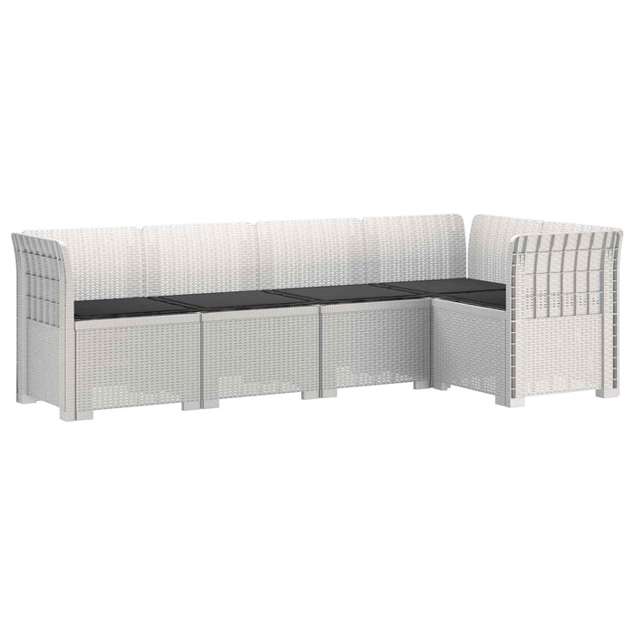 Sofa de grădină cu 5 locuri cu perne aspect rattan PP Alb WALTI