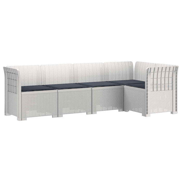 Sofa de grădină cu 5 locuri cu perne aspect rattan PP Alb WALTI