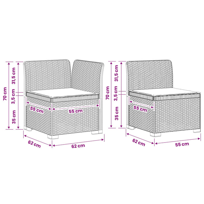 Sofa de grădină cu 5 locuri cu perne aspect rattan PP Alb WALTI