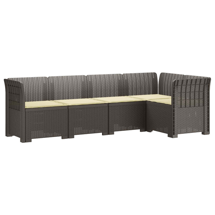 Sofa de grădină cu 5 locuri cu perne aspect rattan PP WALTI