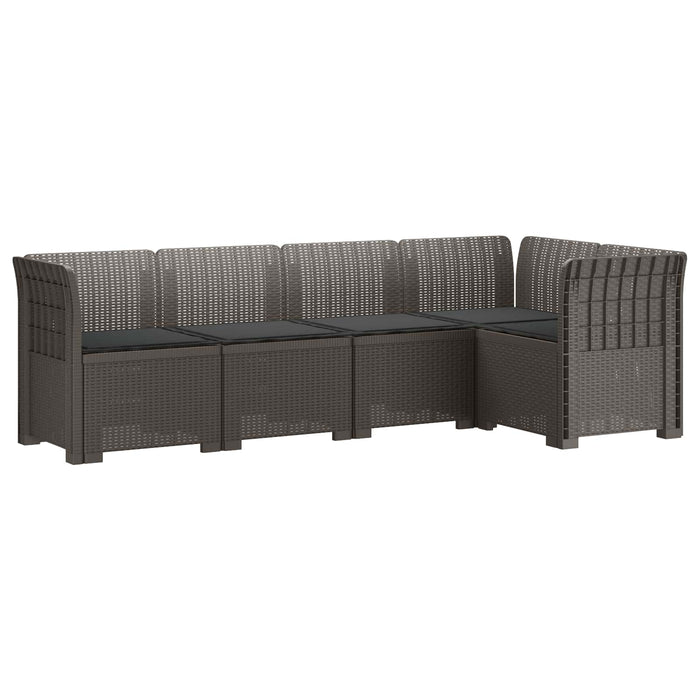 Sofa de grădină cu 5 locuri cu perne aspect rattan PP WALTI
