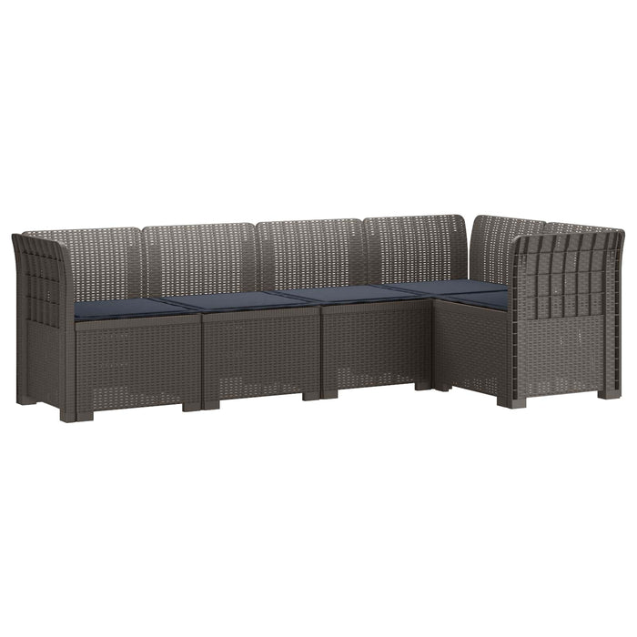 Sofa de grădină cu 5 locuri cu perne aspect rattan PP WALTI