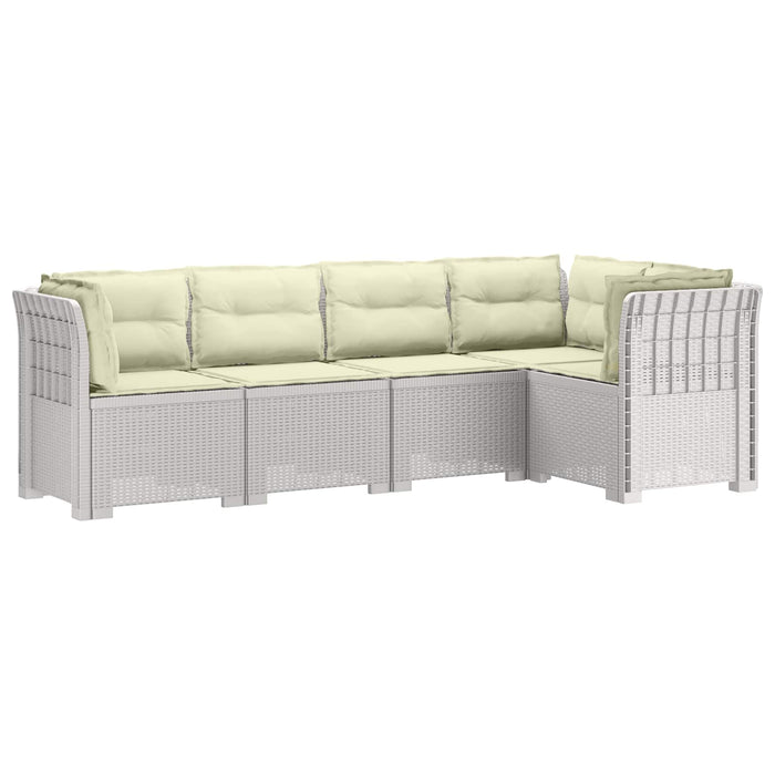 Sofa de grădină cu 5 locuri cu perne aspect rattan PP Alb WALTI