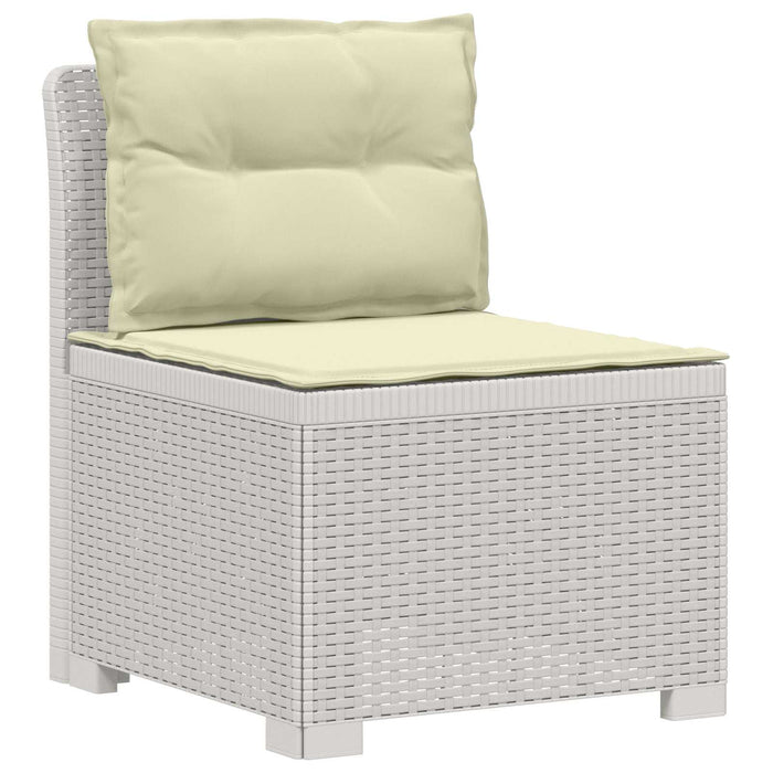 Sofa de grădină cu 5 locuri cu perne aspect rattan PP Alb WALTI