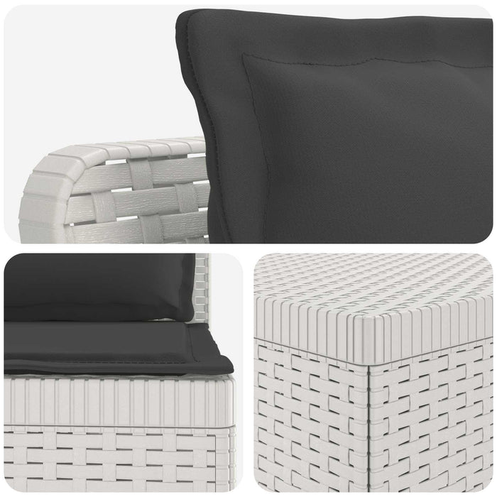 Sofa de grădină cu 5 locuri cu perne aspect rattan PP Alb WALTI