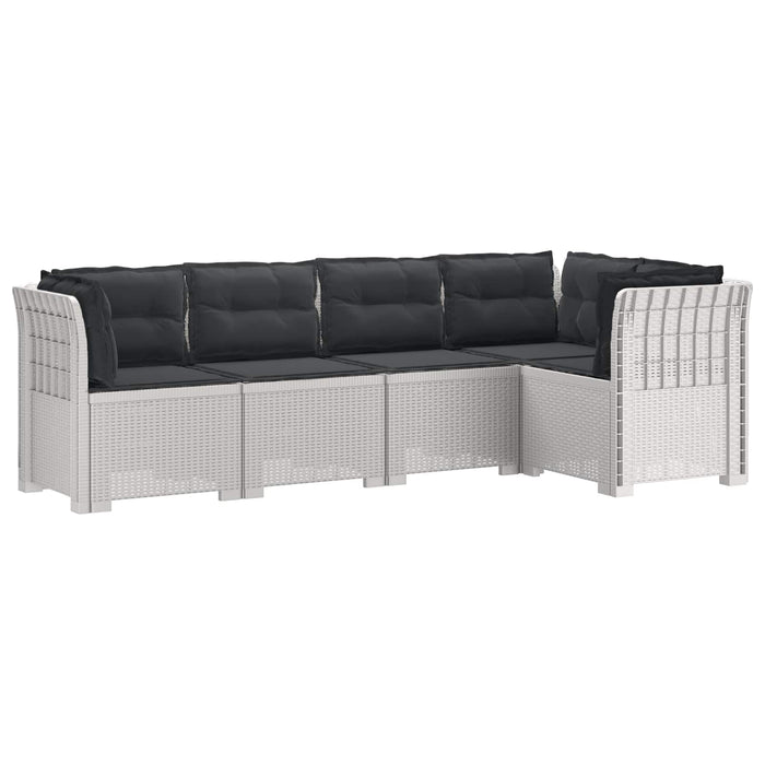 Sofa de grădină cu 5 locuri cu perne aspect rattan PP Alb WALTI