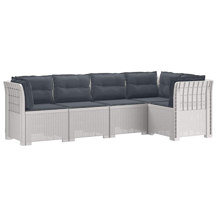 Sofa de grădină cu 5 locuri cu perne aspect rattan PP Alb WALTI