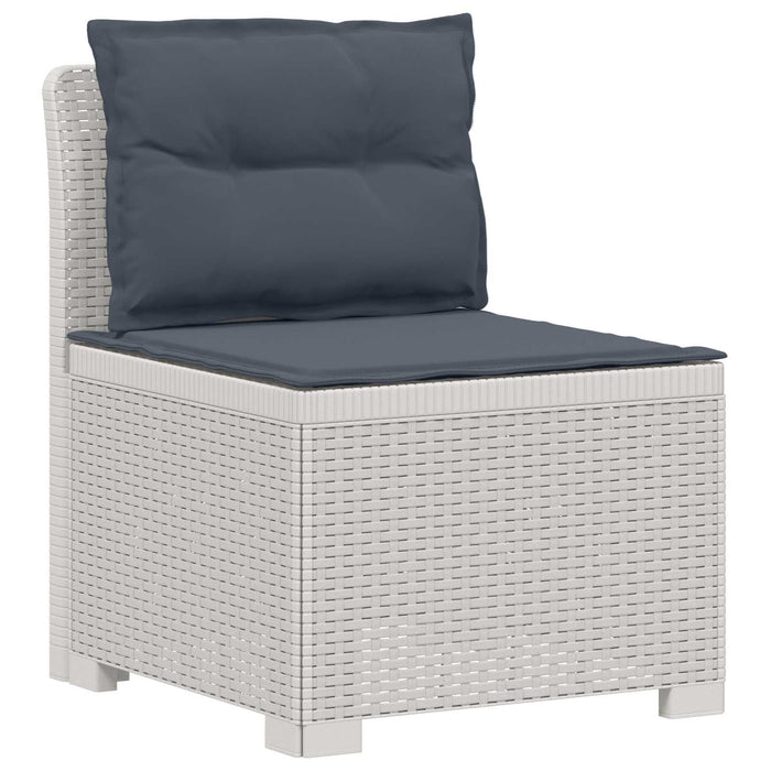 Sofa de grădină cu 5 locuri cu perne aspect rattan PP Alb WALTI