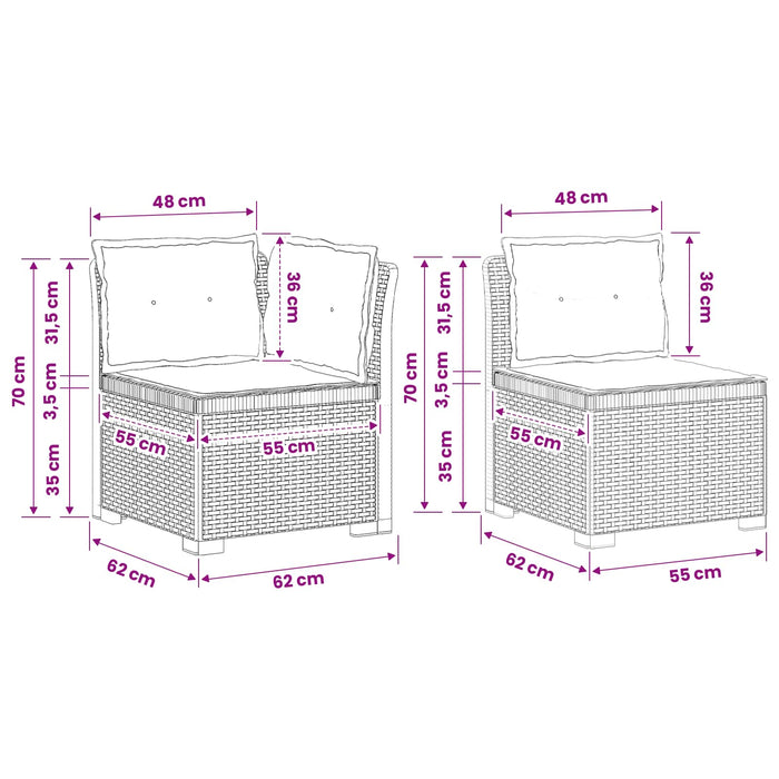 Sofa de grădină cu 5 locuri cu perne aspect rattan PP WALTI