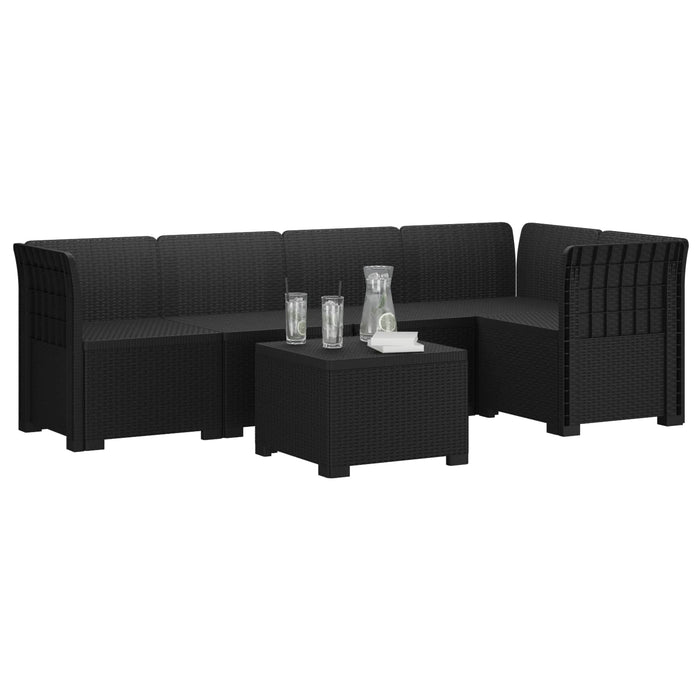 Sofa de grădină cu 5 locuri aspect rattan PP Antracit WALTI