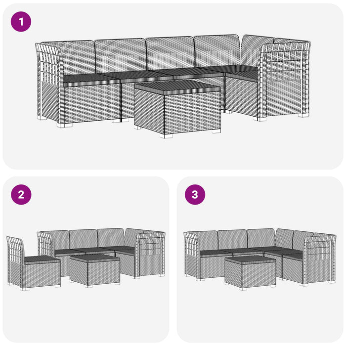 Sofa de grădină cu 5 locuri aspect rattan PP Antracit WALTI