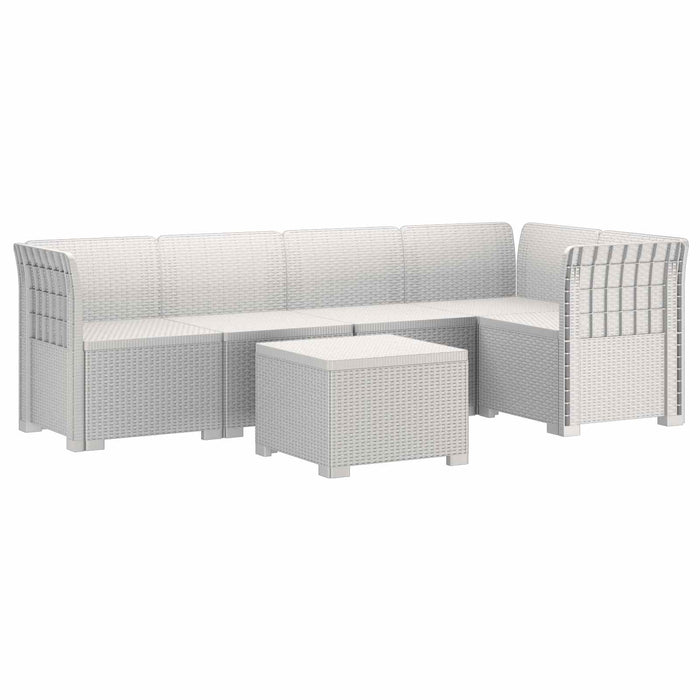 Sofa de grădină cu 5 locuri aspect rattan PP Alb WALTI