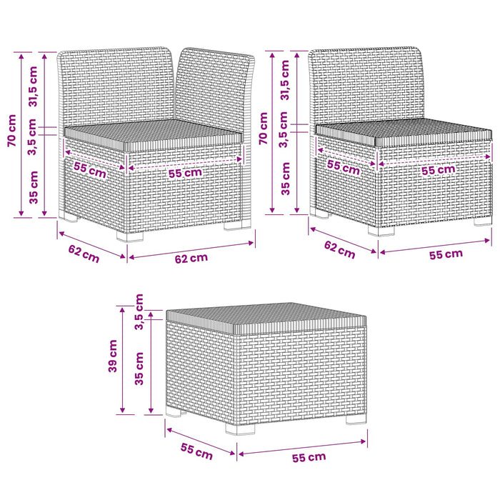 Sofa de grădină cu 5 locuri aspect rattan PP Alb WALTI