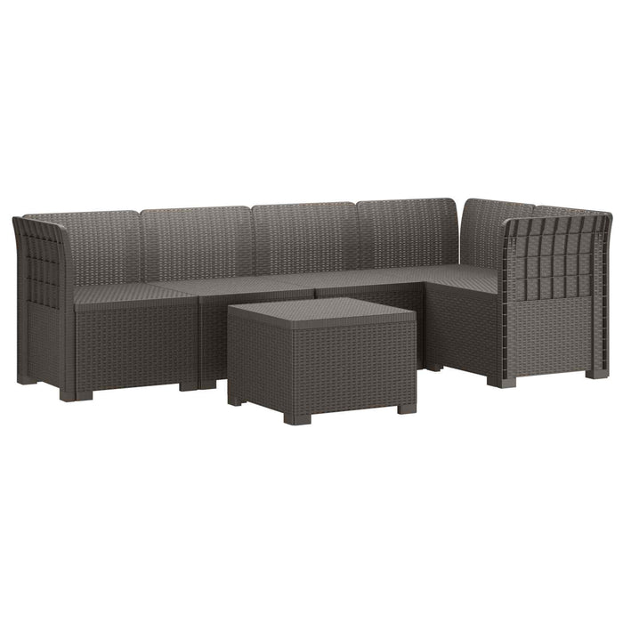 Sofa de grădină cu 5 locuri aspect rattan PP Gri deschis WALTI