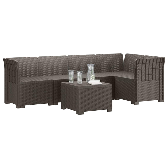 Sofa de grădină cu 5 locuri aspect rattan PP Gri deschis WALTI