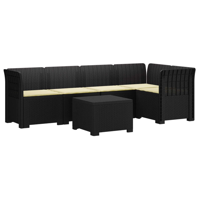 Sofa de grădină cu 5 locuri cu perne aspect rattan PP Antracit WALTI