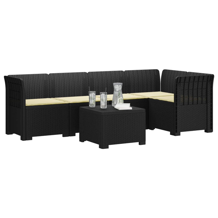 Sofa de grădină cu 5 locuri cu perne aspect rattan PP Antracit WALTI