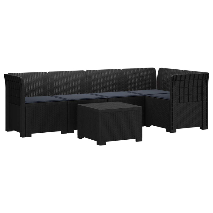Sofa de grădină cu 5 locuri cu perne aspect rattan PP Antracit WALTI