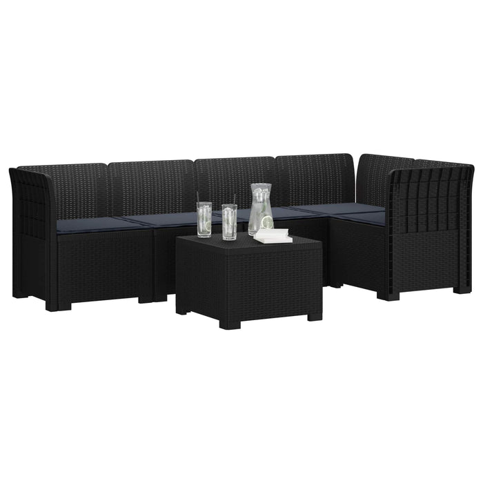 Sofa de grădină cu 5 locuri cu perne aspect rattan PP Antracit WALTI