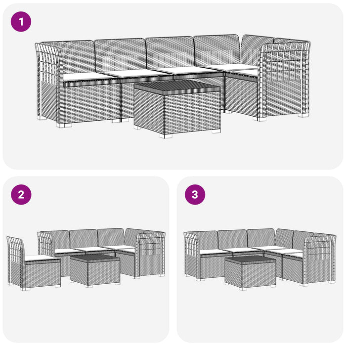 Sofa de grădină cu 5 locuri cu perne aspect rattan PP Antracit WALTI