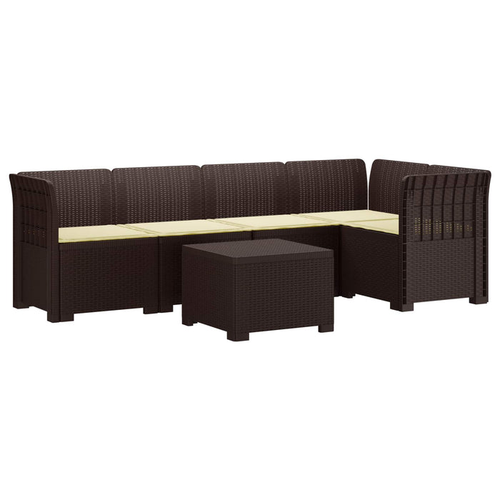 Sofa de grădină cu 5 locuri cu perne aspect rattan PP Maro WALTI