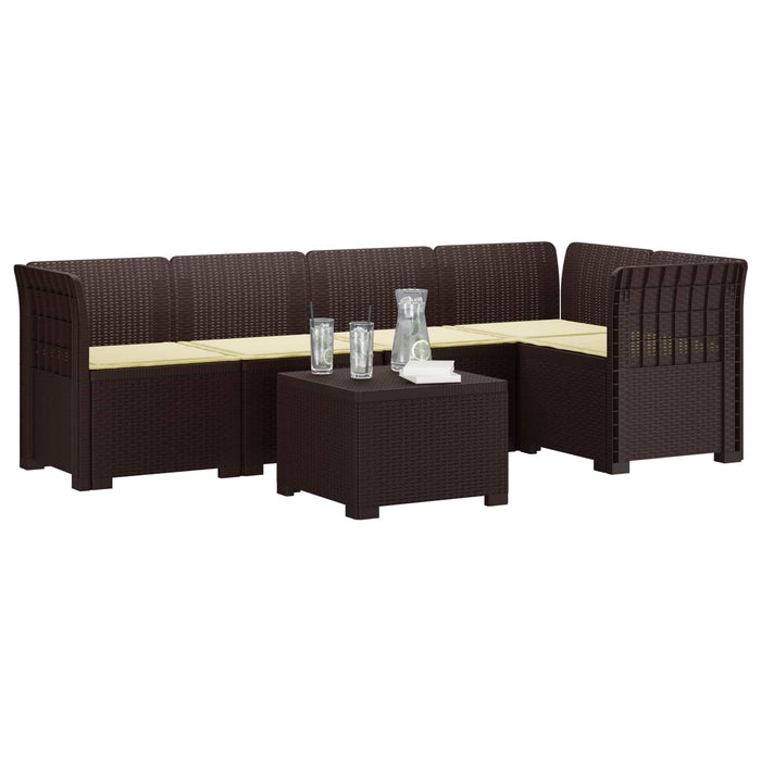 Sofa de grădină cu 5 locuri cu perne aspect rattan PP Maro WALTI