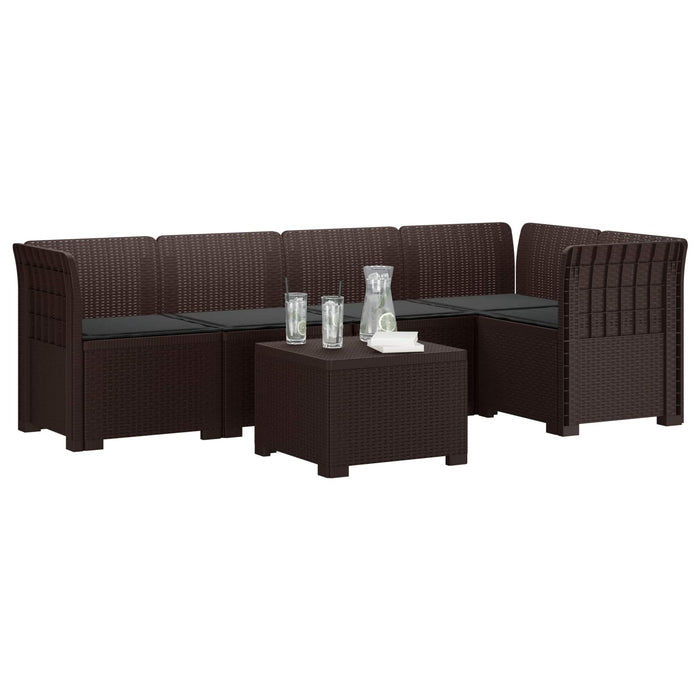 Sofa de grădină cu 5 locuri cu perne aspect rattan PP Maro WALTI