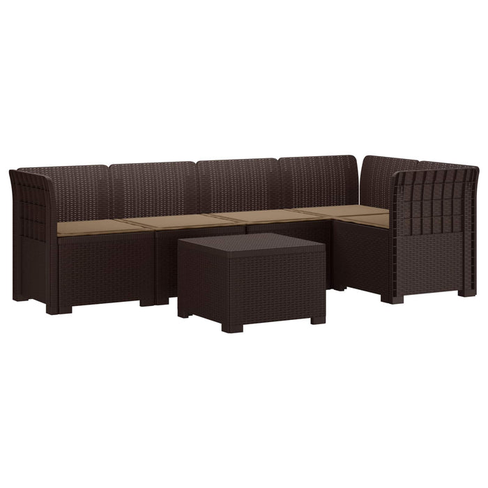 Sofa de grădină cu 5 locuri cu perne aspect rattan PP Maro WALTI