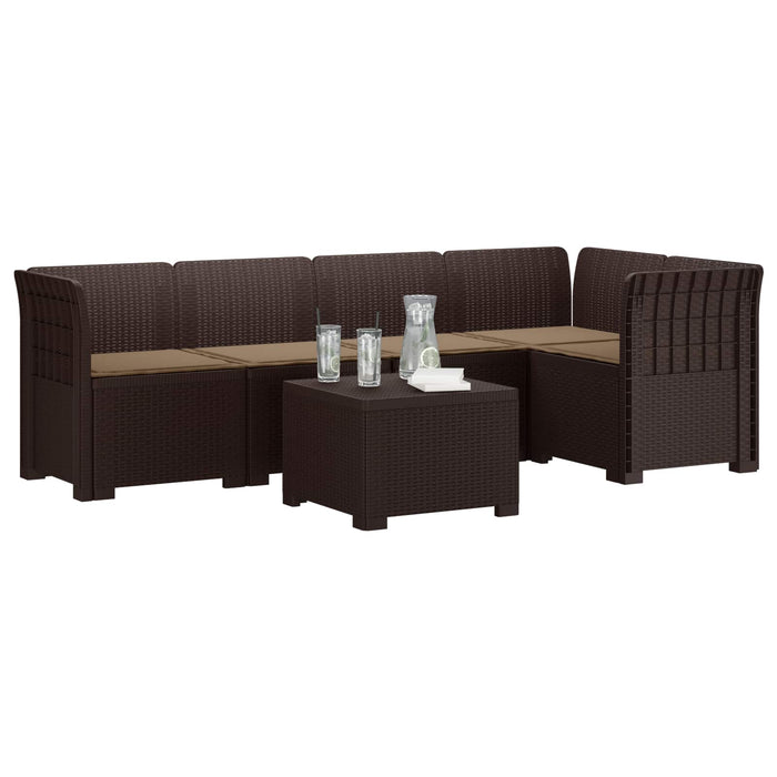 Sofa de grădină cu 5 locuri cu perne aspect rattan PP Maro WALTI