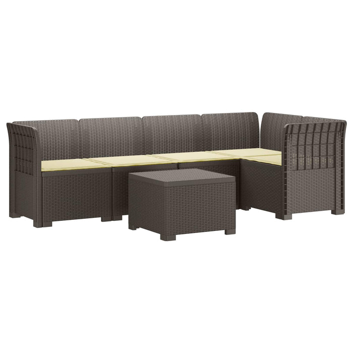 Sofa de grădină cu 5 locuri cu perne aspect rattan PP WALTI