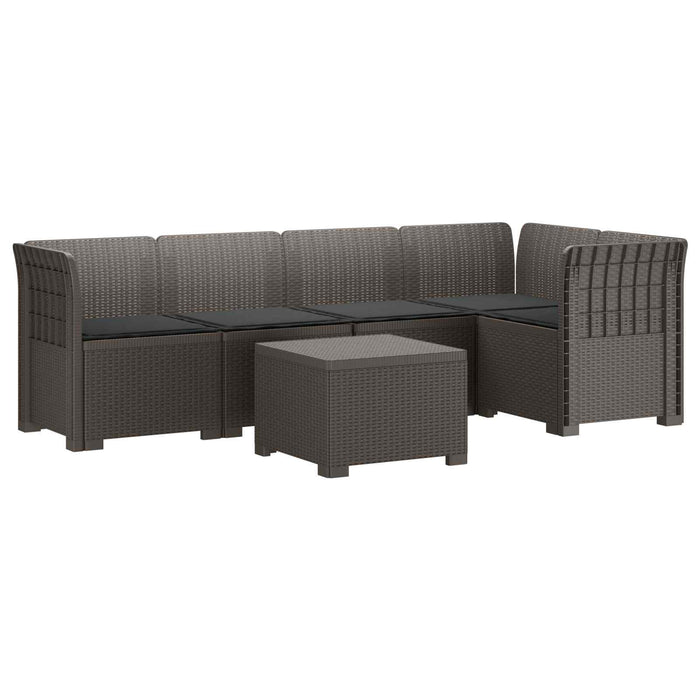 Sofa de grădină cu 5 locuri cu perne aspect rattan PP WALTI