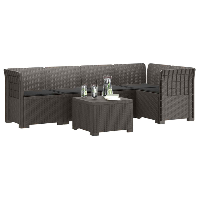 Sofa de grădină cu 5 locuri cu perne aspect rattan PP WALTI