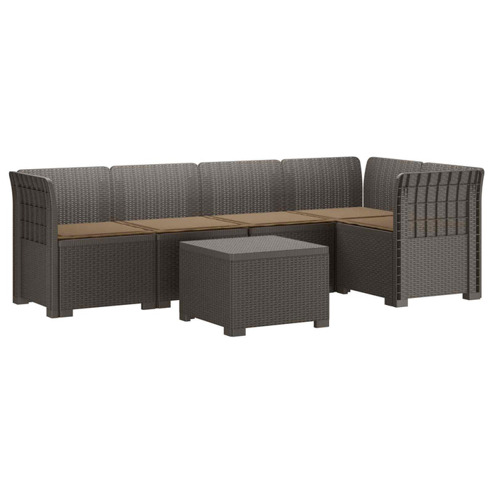 Sofa de grădină cu 5 locuri cu perne aspect rattan PP WALTI