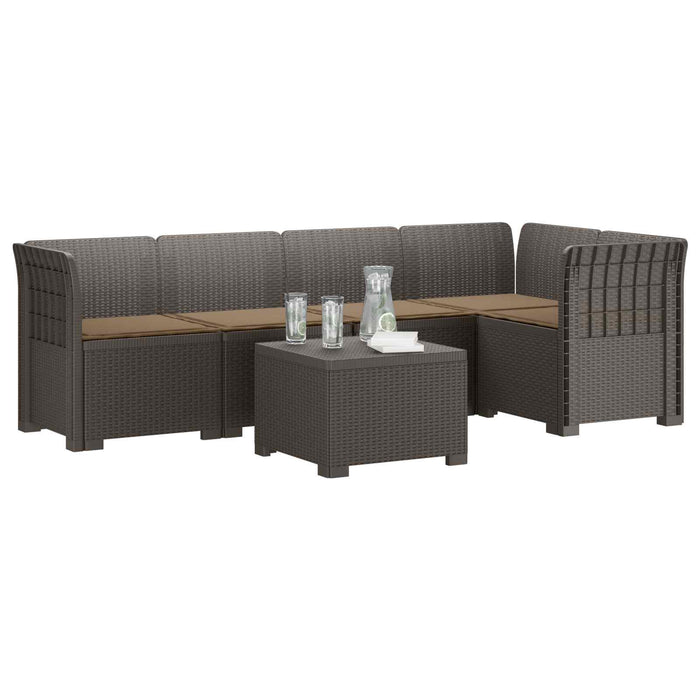 Sofa de grădină cu 5 locuri cu perne aspect rattan PP WALTI