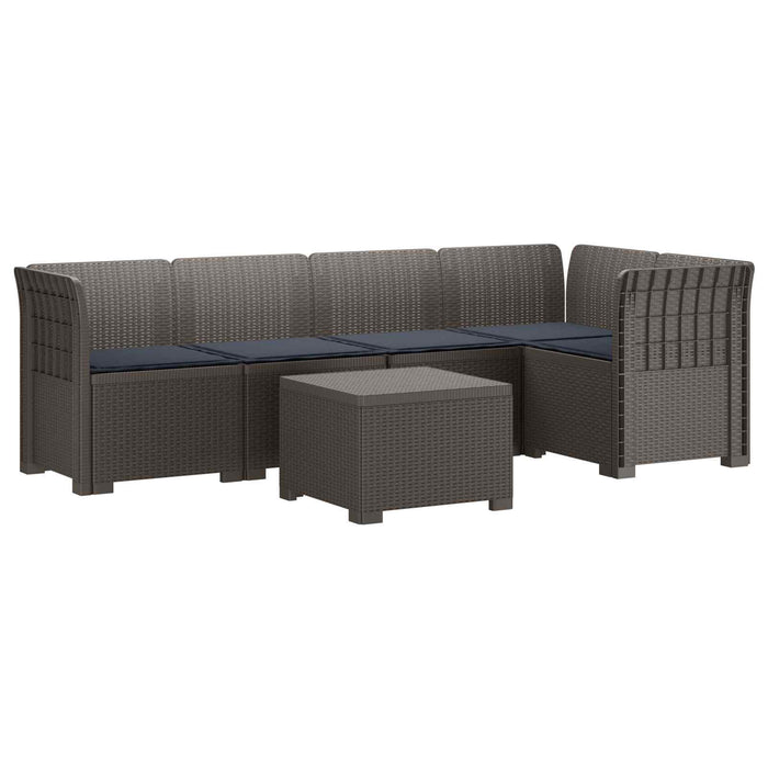 Sofa de grădină cu 5 locuri cu perne aspect rattan PP WALTI