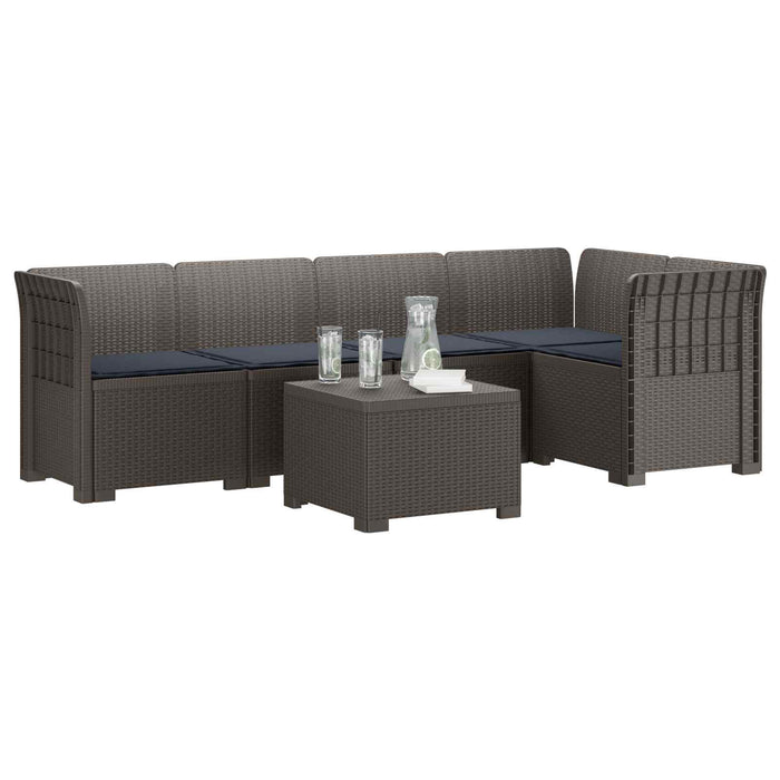 Sofa de grădină cu 5 locuri cu perne aspect rattan PP WALTI