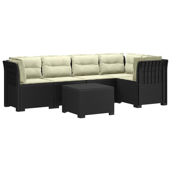Sofa de grădină cu 5 locuri cu perne aspect rattan PP Antracit WALTI