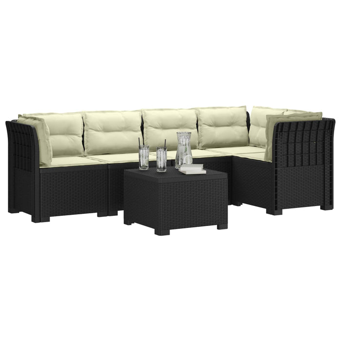 Sofa de grădină cu 5 locuri cu perne aspect rattan PP Antracit WALTI