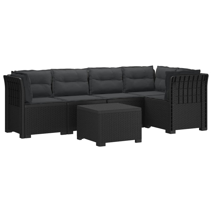 Sofa de grădină cu 5 locuri cu perne aspect rattan PP Antracit WALTI