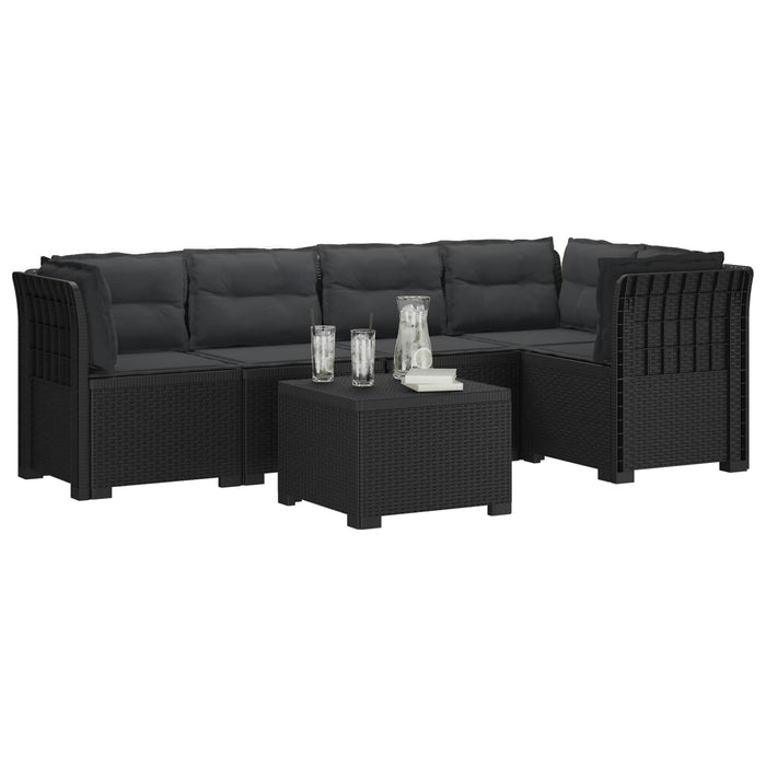 Sofa de grădină cu 5 locuri cu perne aspect rattan PP Antracit WALTI