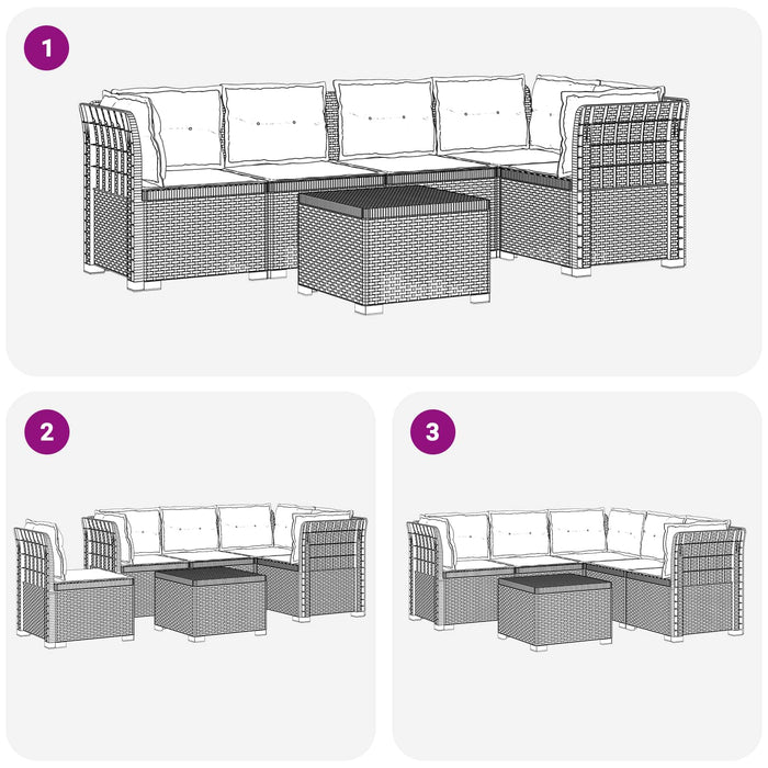 Sofa de grădină cu 5 locuri cu perne aspect rattan PP Antracit WALTI