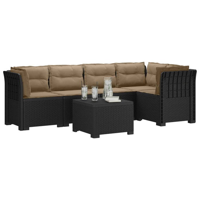 Sofa de grădină cu 5 locuri cu perne aspect rattan PP Antracit WALTI