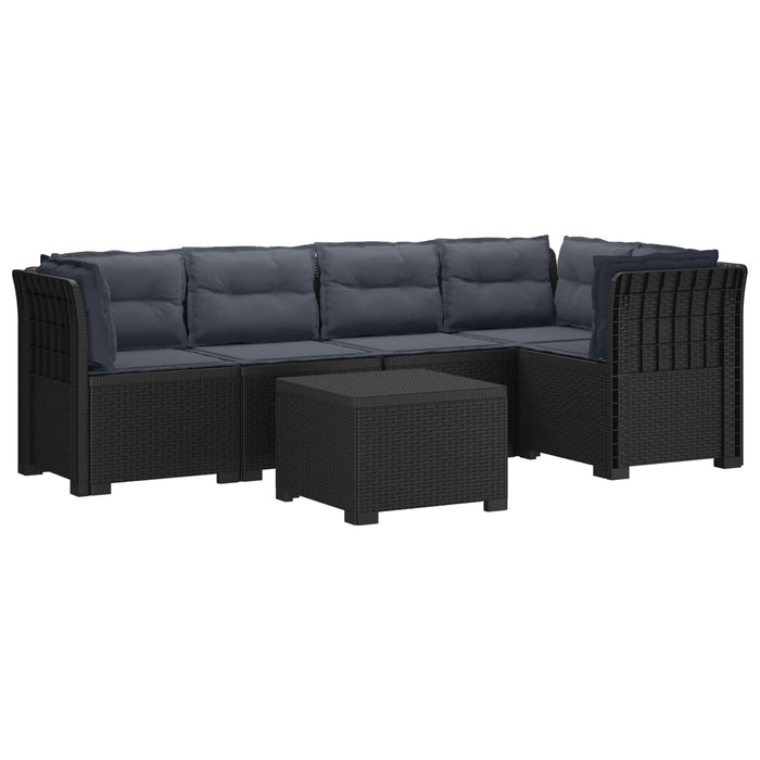 Sofa de grădină cu 5 locuri cu perne aspect rattan PP Antracit WALTI