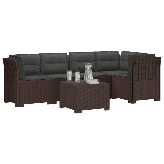 Sofa de grădină cu 5 locuri cu perne aspect rattan PP Maro WALTI