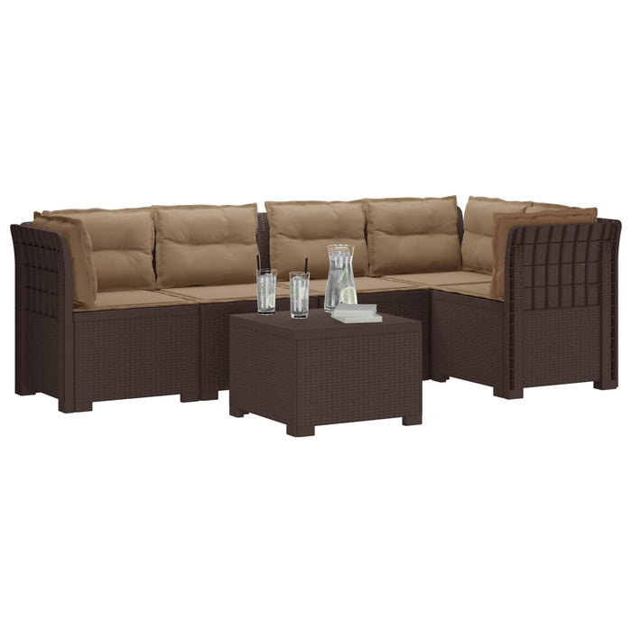 Sofa de grădină cu 5 locuri cu perne aspect rattan PP Maro WALTI