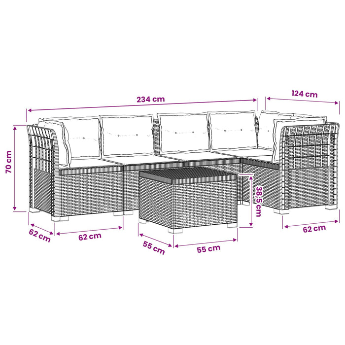 Sofa de grădină cu 5 locuri cu perne aspect rattan PP Maro WALTI