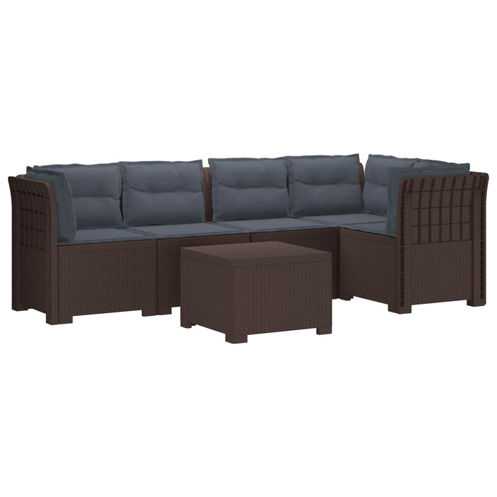 Sofa de grădină cu 5 locuri cu perne aspect rattan PP Maro WALTI
