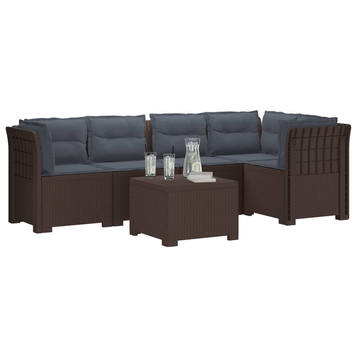 Sofa de grădină cu 5 locuri cu perne aspect rattan PP Maro WALTI