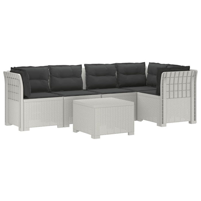 Sofa de grădină cu 5 locuri cu perne aspect rattan PP Alb WALTI