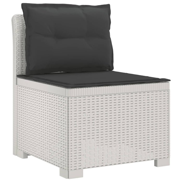 Sofa de grădină cu 5 locuri cu perne aspect rattan PP Alb WALTI